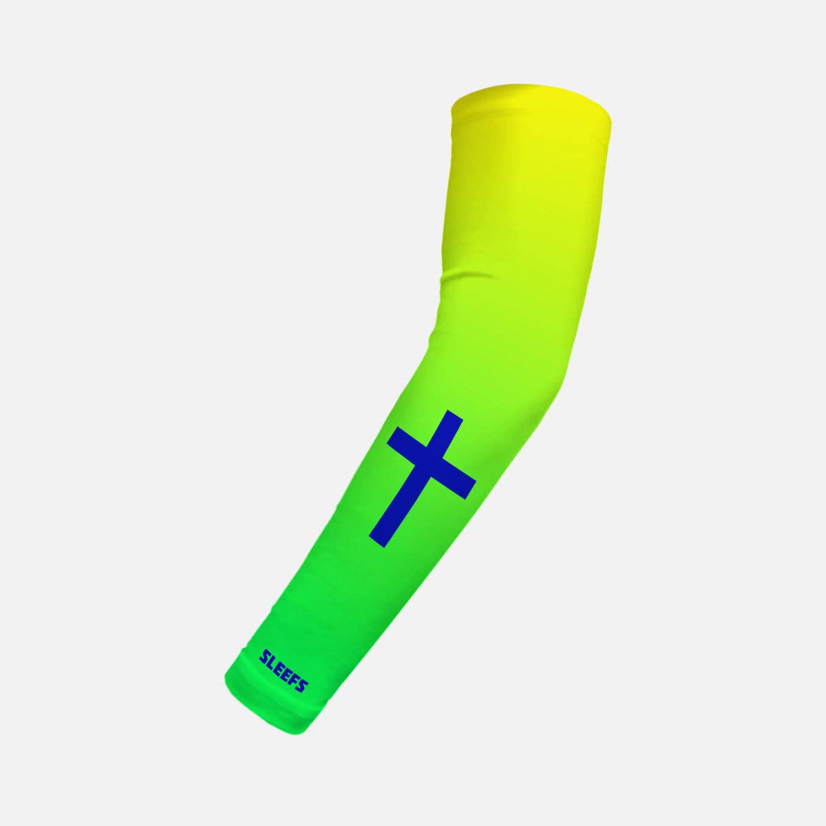 Faith Cross Neon Green Kids Arm Sleeve: Slim