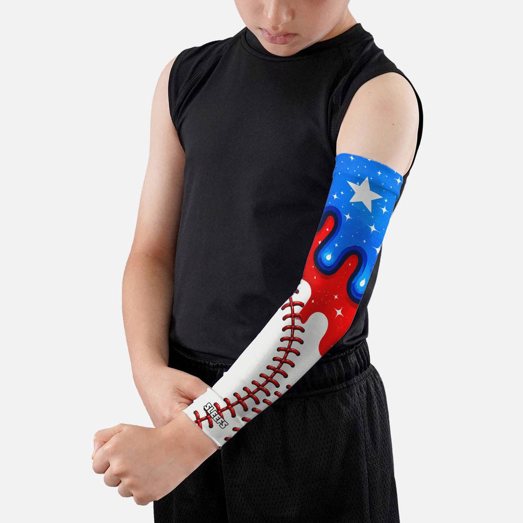 USA Baseball Patriot Stitch Kids Arm Sleeve: Red/White/Blue / Husky