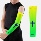 Faith Cross Neon Green Kids Arm Sleeve: Husky
