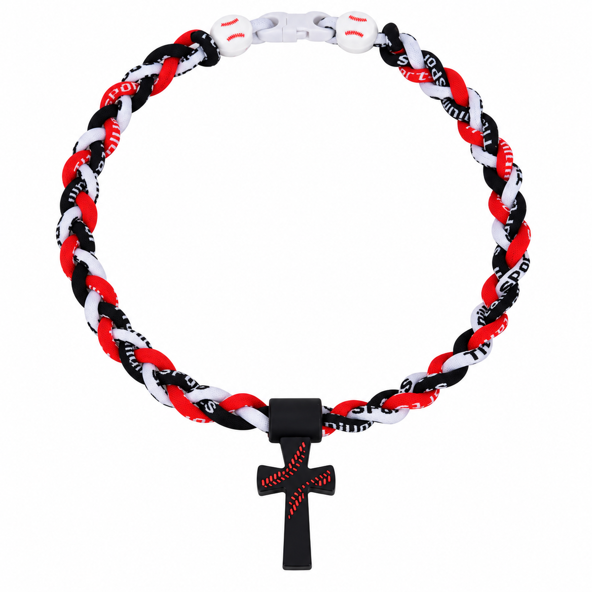 Triple Play Baseball Cross Necklace