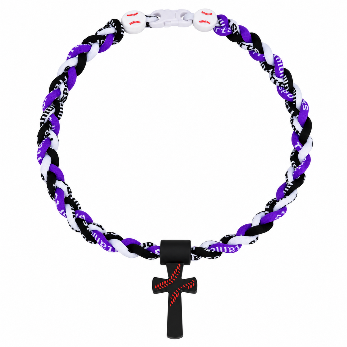 Triple Play Baseball Cross Necklace