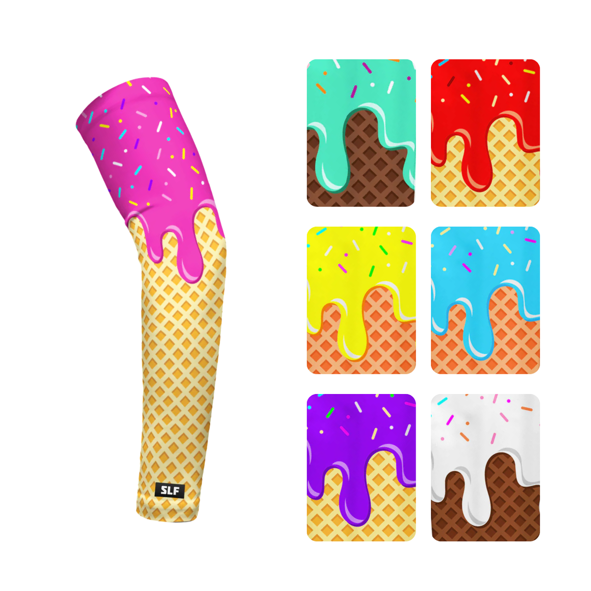 Ice Cream Cone Kids Arm Sleeve: Coral / Slim