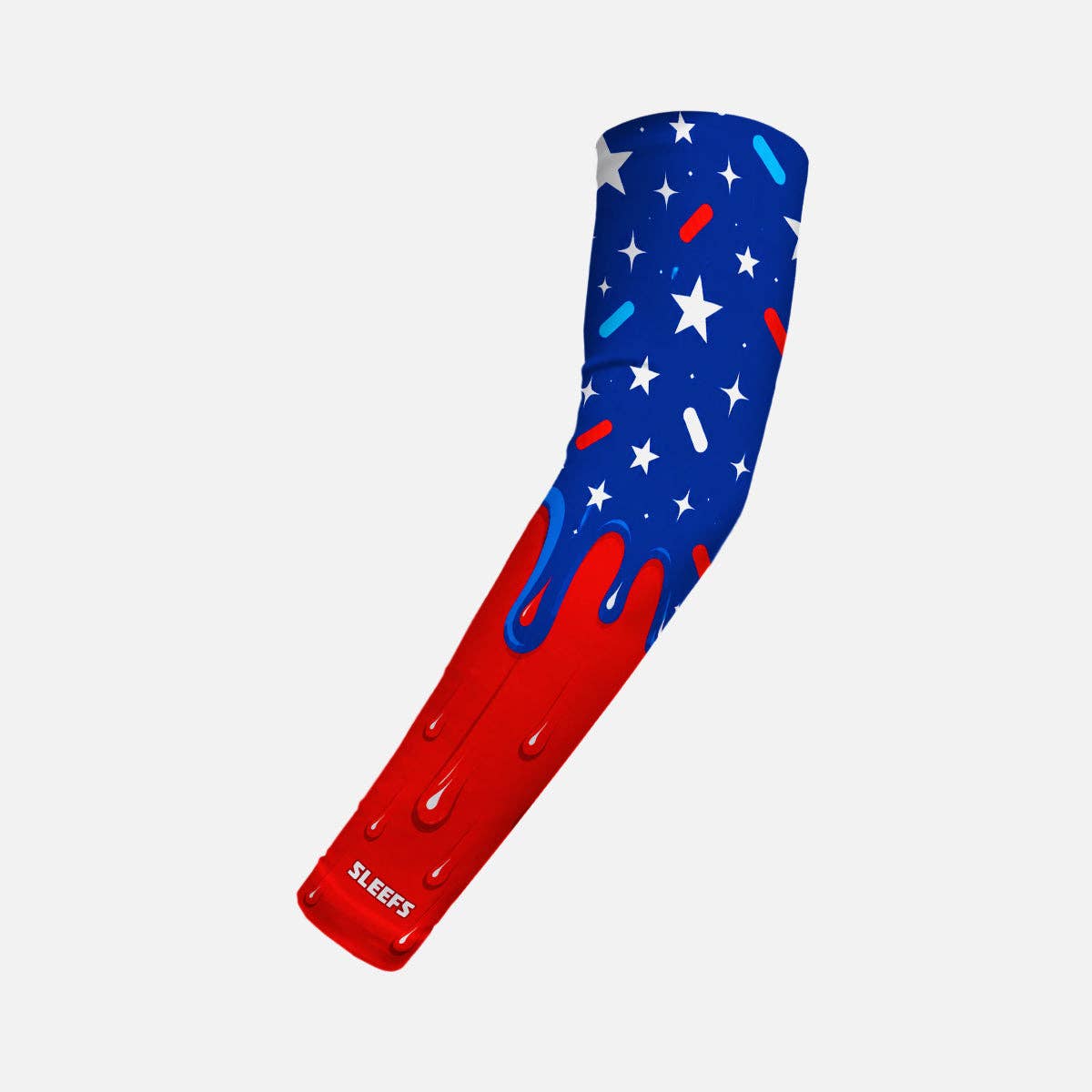 USA Baseball Sprinkles Drip Kids Arm Sleeve: Red/White/Blue / Husky