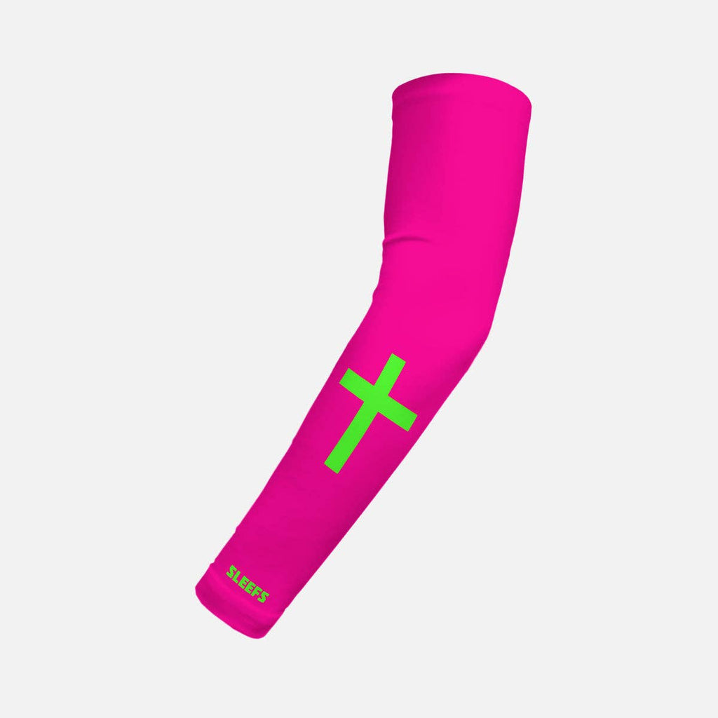 Faith Cross Hyper Pink Kids Arm Sleeve: Slim