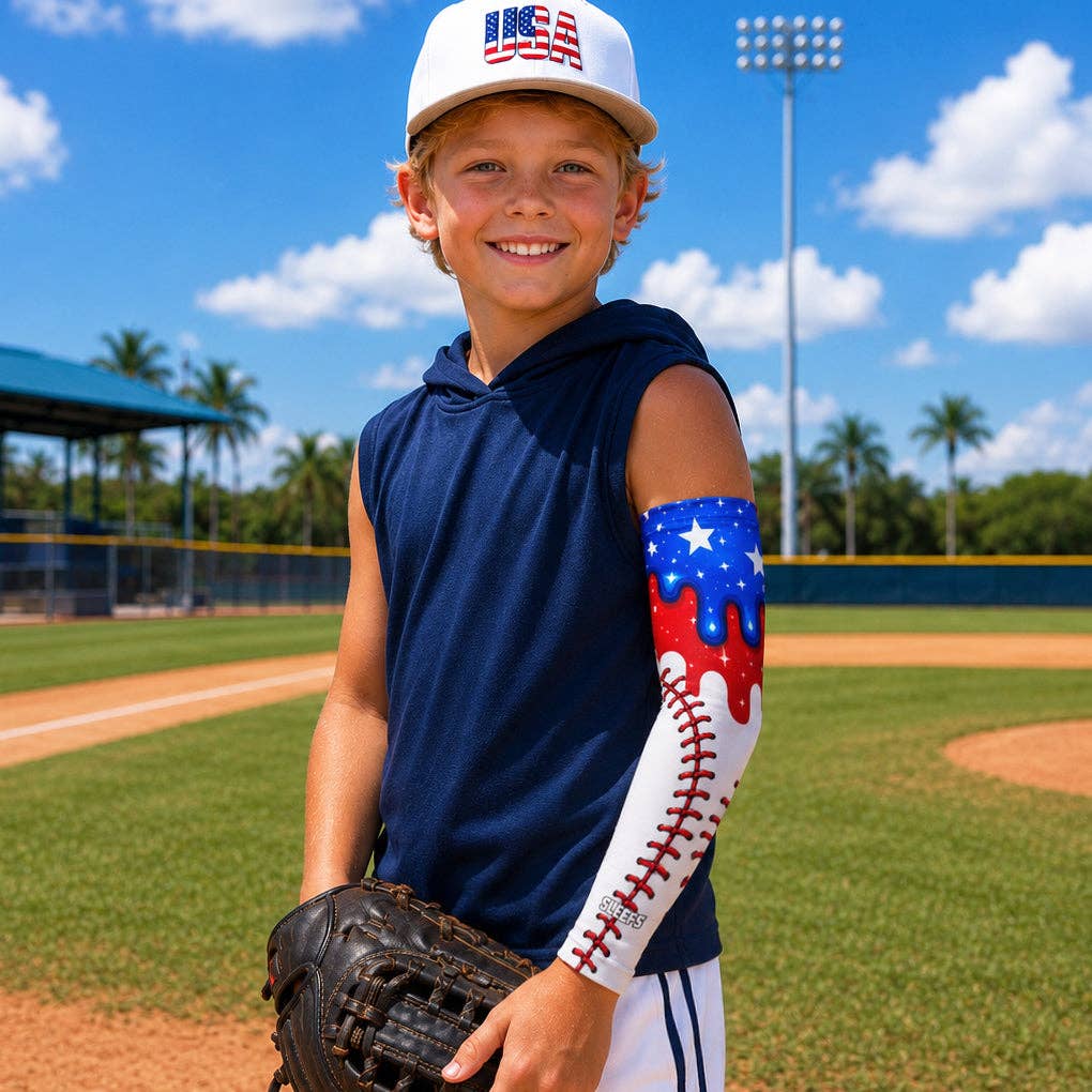 USA Baseball Patriot Stitch Kids Arm Sleeve: Red/White/Blue / Slim