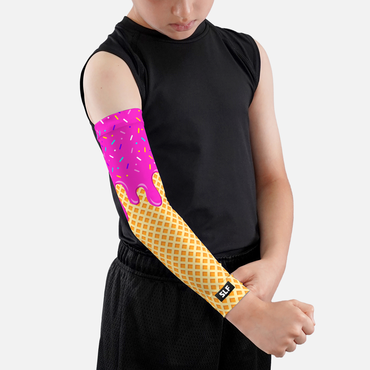 Ice Cream Cone Kids Arm Sleeve: Coral / Regular